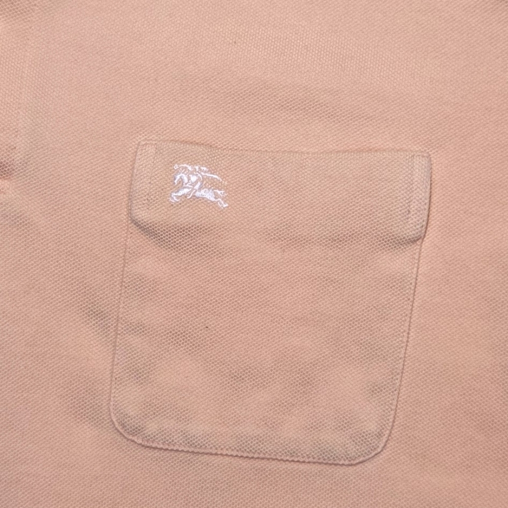 Vintage Burberrys Classic Short Sleeve Polo Shirt w/Chest Pocket in Soft Peach. - Picture 4 of 9
